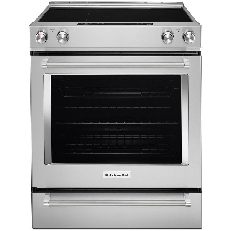 KitchenAid 30 in. 7.1 cu. ft. True European Convection Slide-In Electric Range with Radiant Burners - Stainless Steel, Stainless Steel, hires