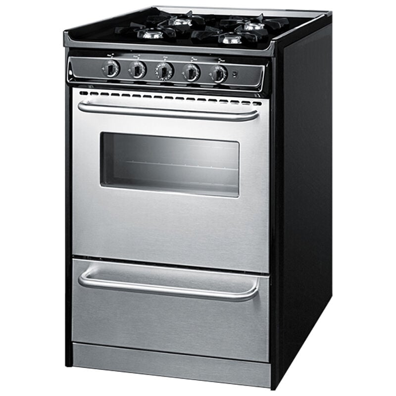 Summit 20 in. 2.4 cu. ft. Gas Range with Open Burners - Stainless Steel, , hires