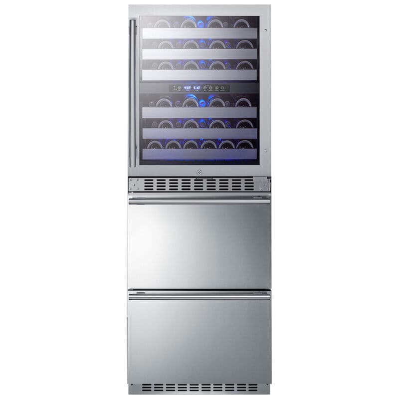 Summit 24 in. Wine Cooler with Wire Racks, Dual Temperature Zones & 46 Bottle Capacity - Stainless Steel, , hires