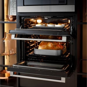 Cafe 30 in. 5 cu. ft. Smart Front Control Electric Double Wall Oven with True European Convection - Platinum Glass, Platinum Glass, hires