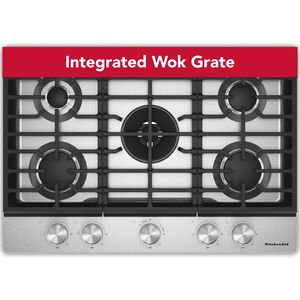 KitchenAid 30 in. 5-Burner Natural Gas Cooktop with Simmer Burner & Power Burner - Stainless Steel, , hires