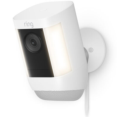 Ring - Spotlight Cam Pro Outdoor 1080p Plug-In Surveillance Camera - White | B09DRK9ZJ8
