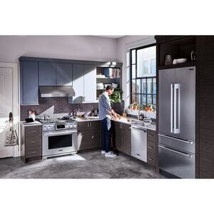 Signature Kitchen Suite 36 in. 19.3 cu. ft. Built-In Smart Counter Depth 4-Door French Door Refrigerator with Internal Water Dispenser - Custom Panel Ready, , hires