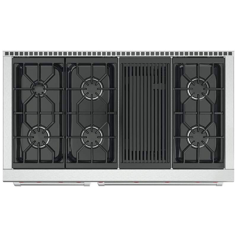Wolf 48 in. 6-Burner LP Gas Rangetop with Grill & Power Burner - Stainless Steel, , hires