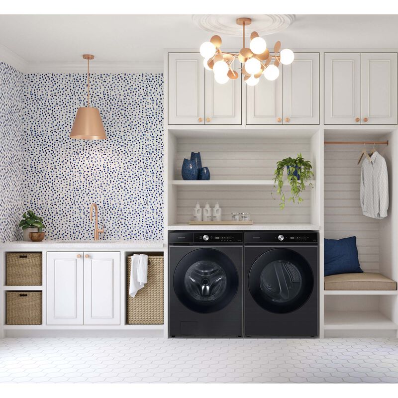 Samsung Bespoke 27 in. 5.3 cu. ft. Smart Stackable Front Load Washer with Super Speed Wash & AI Smart Dial - Brushed Black, Brushed Black, hires