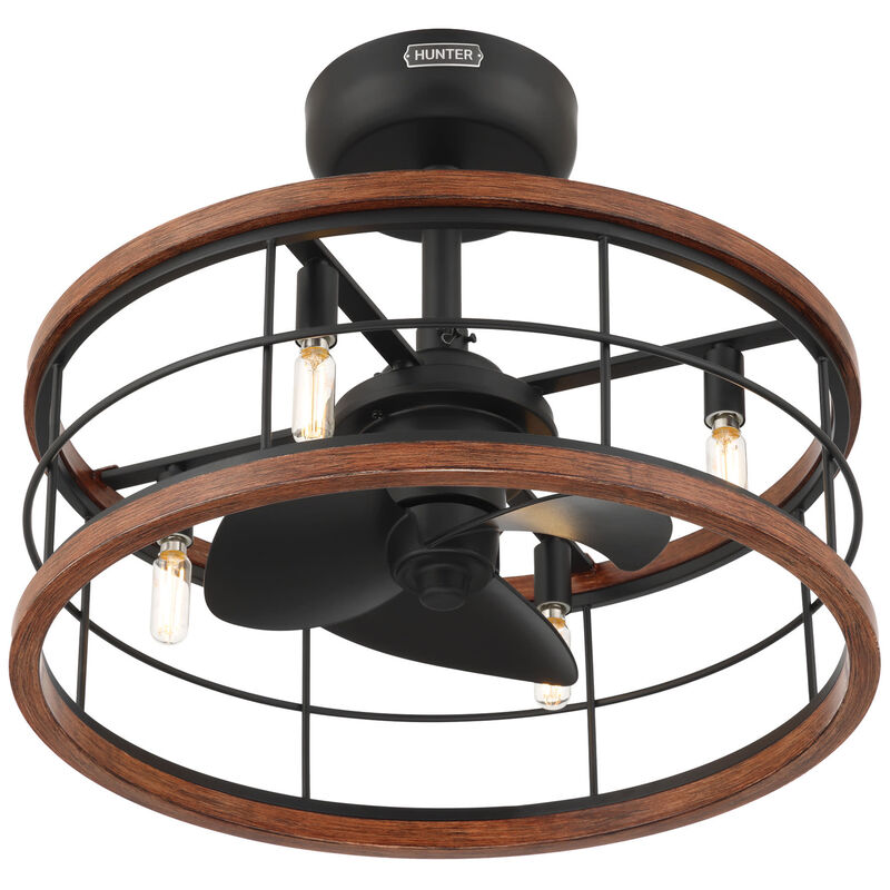 Hunter Bridgette Fandelier 22 in. Ceiling Fan with Light Kit and Handheld Remote - Matte Black/Walnut, , hires