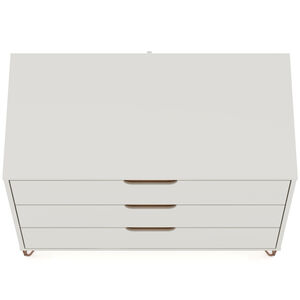 Manhattan Comfort Rockefeller Mid-Century Modern 3-Drawer Dresser - Off White, White, hires