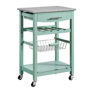 Cullen Kitchen Cart with Granite Top-Green, , hires