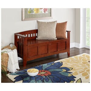 Ivey 50" Split Seat Storage Bench - Walnut, , hires