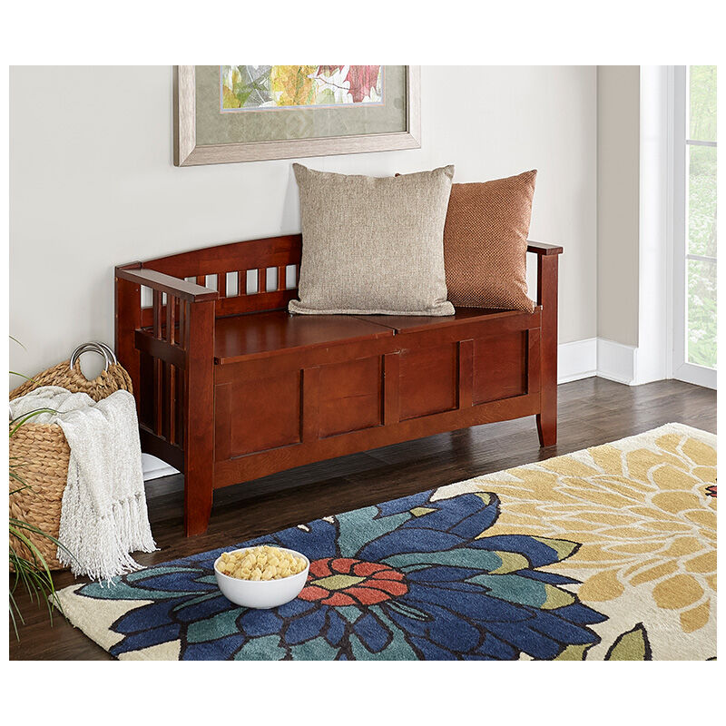 Ivey 50" Split Seat Storage Bench - Walnut, , hires