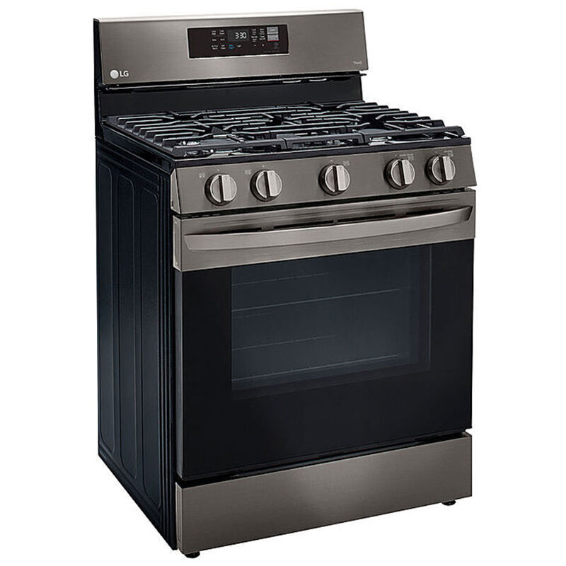 LG 30 in. 5.8 cu. ft. Smart Air Fry Standard Convection Gas Range with 5 Sealed Burners - Black Stainless, Black Stainless, hires