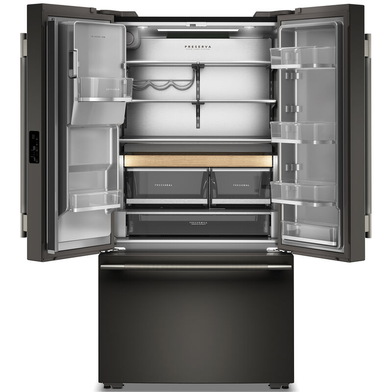 KitchenAid 36 in. 23.1 cu. ft. Smart Counter Depth French Door Refrigerator with Ice & Water Dispenser - Black Ore, Black Ore, hires