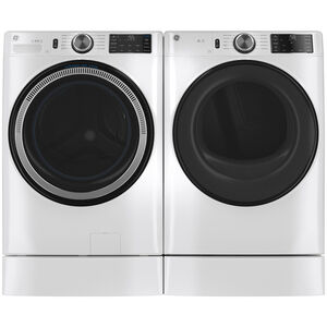 GE 28 in. 4.8 cu. ft. Smart Stackable Front Load Washer with UltraFresh Vent System, OdorBlock & Sanitize with Oxi - White, White, hires