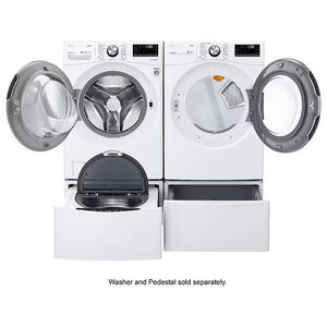 LG 27 in. 7.4 cu. ft. Smart Stackable Round-Door Gas Dryer with Tempered Glass, Built-In Intelligence, Sensor Dry, Turbo Steam, Sanitize & Steam Cycle - White, White, hires