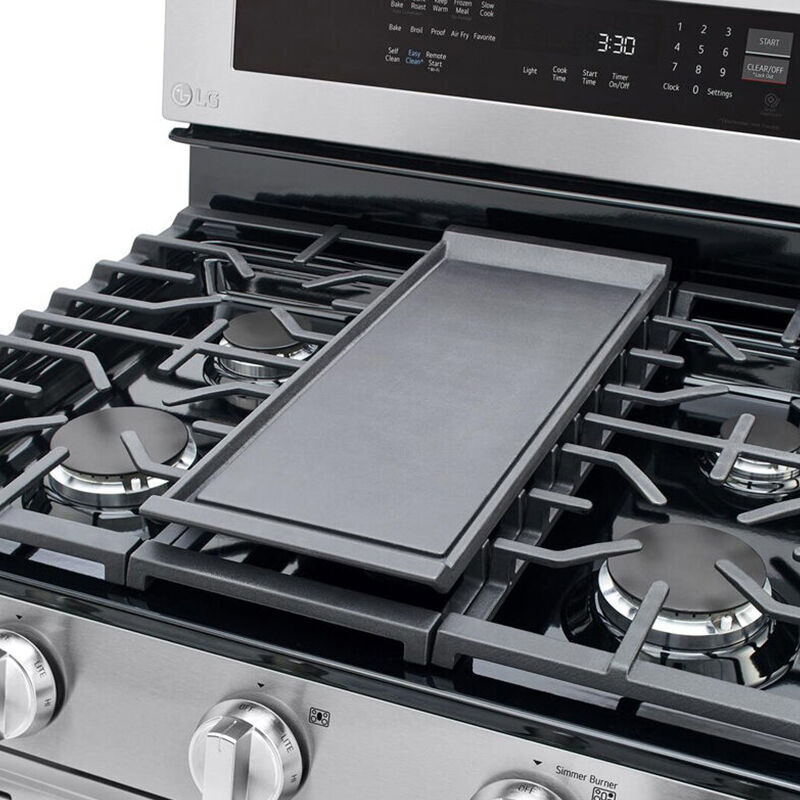 LG InstaView 30 in. 5.8 cu. ft. Smart Air Fry True European Convection Gas Range with 5 Sealed Burners & Griddle - Stainless Steel, Stainless Steel, hires