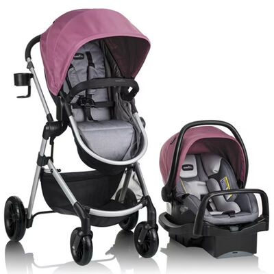 Evenflo Pivot Modular Travel System with LiteMax Infant Car Seat - Dusty Rose Pink | TS100412217
