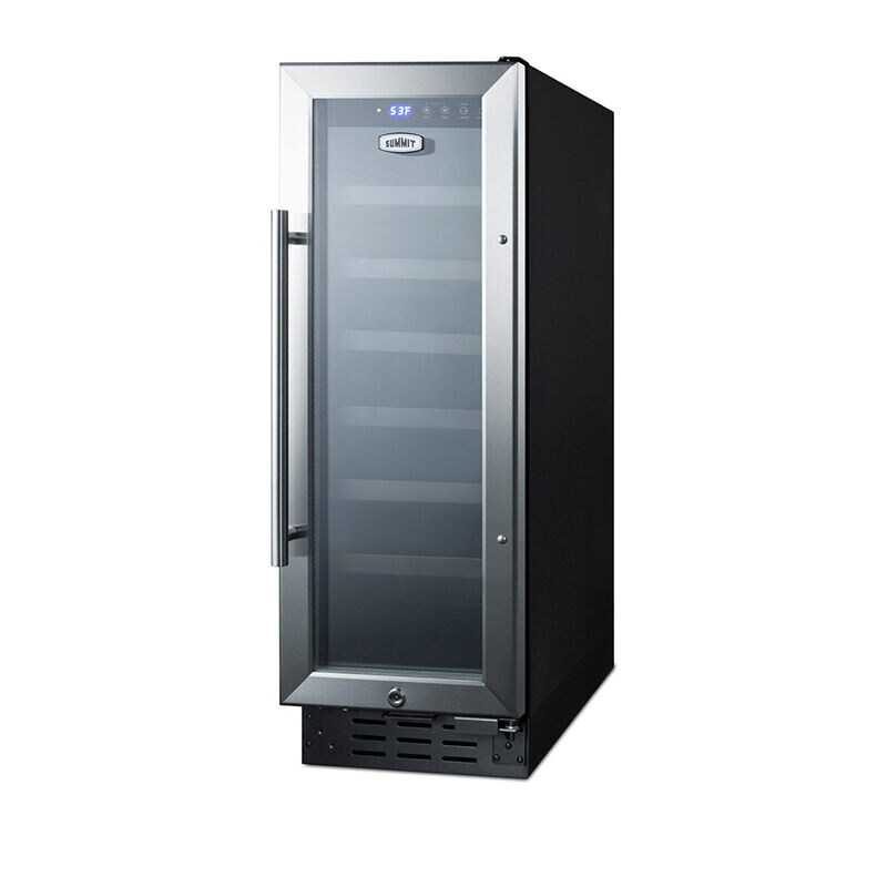 Summit 12 in. Undercounter Wine Cooler with Wood Racks, Single Temperature Zone & 21 Bottle Capacity - Stainless Steel, , hires