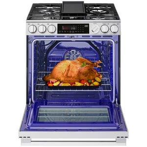 LG 30 in. 6.3 cu. ft. Smart Air-Fry True European Convection Slide-In Gas Range with 5 Sealed Burners & Griddle - PrintProof Stainless Steel, , hires