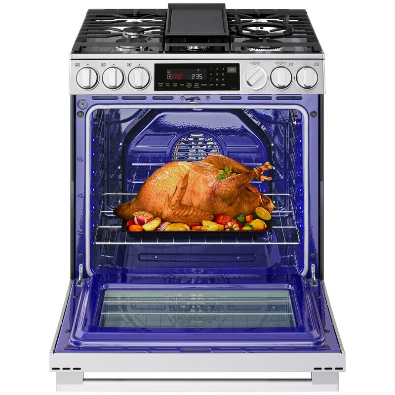 LG 30 in. 6.3 cu. ft. Smart Air-Fry True European Convection Slide-In Gas Range with 5 Sealed Burners & Griddle - PrintProof Stainless Steel, , hires