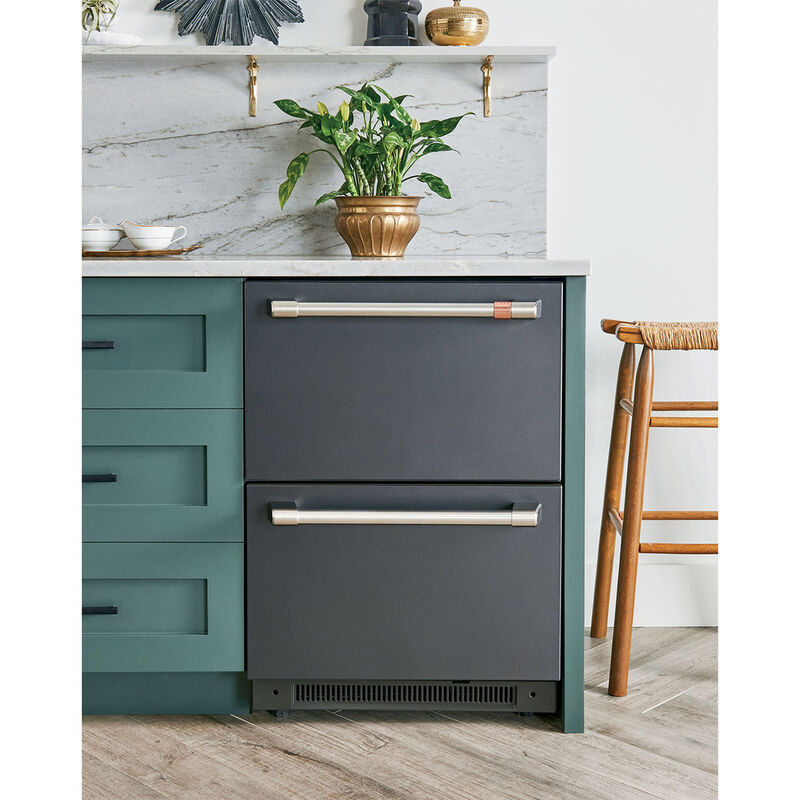 Cafe 24 in. 5.7 cu. ft. Double Refrigerator Drawers - Matte Black, Matte Black, hires
