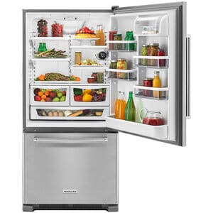 KitchenAid 33 in. 22 cu. ft. Bottom Freezer Refrigerator Right Hinged - Stainless Steel, , hires