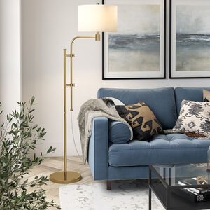 Hudson & Canal Polly Height-Adjustable Brass Floor Lamp, , hires
