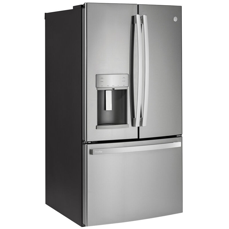 GE Profile Series 36 in. 22.1 cu. ft. Counter Depth French Door Refrigerator with External Filtered Ice & Water Dispenser - Stainless Steel, Stainless Steel, hires