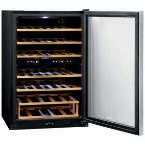Frigidaire 22 in. Freestanding Wine Cooler with Wood Racks, Dual Temperature Zones & 45 Bottle Capacity - Stainless Steel, , hires