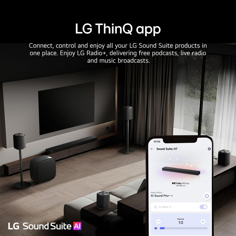 LG Sound Suite 5.1.3 Channel Dolby Atmos Smart Sound Bar with Bluetooth - Black, , hires