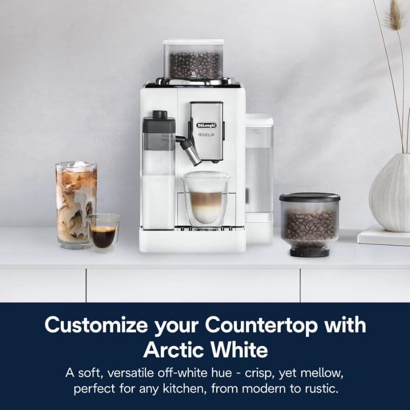 De'Longhi Rivelia Automatic Espresso Machine with Milk Frother and Removable Bean Hoppers - White, White, hires