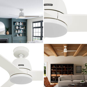 Hunter 52 in. Malden Ceiling Fan with LED Light Kit & Handheld Remote - Matte White, , hires