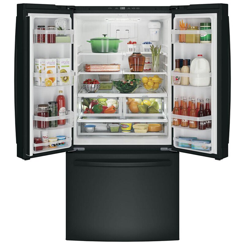 GE 33 in. 18.6 cu. ft. Counter Depth French Door Refrigerator with Internal Water Dispenser - Black, Black, hires