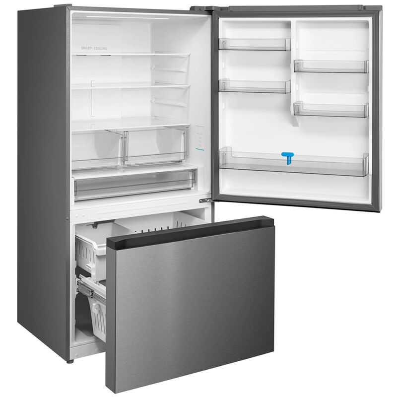 Midea 33 in. 22.8 cu. ft. Smart Counter Depth Bottom Freezer Refrigerator with Ice Maker - Stainless Steel, , hires
