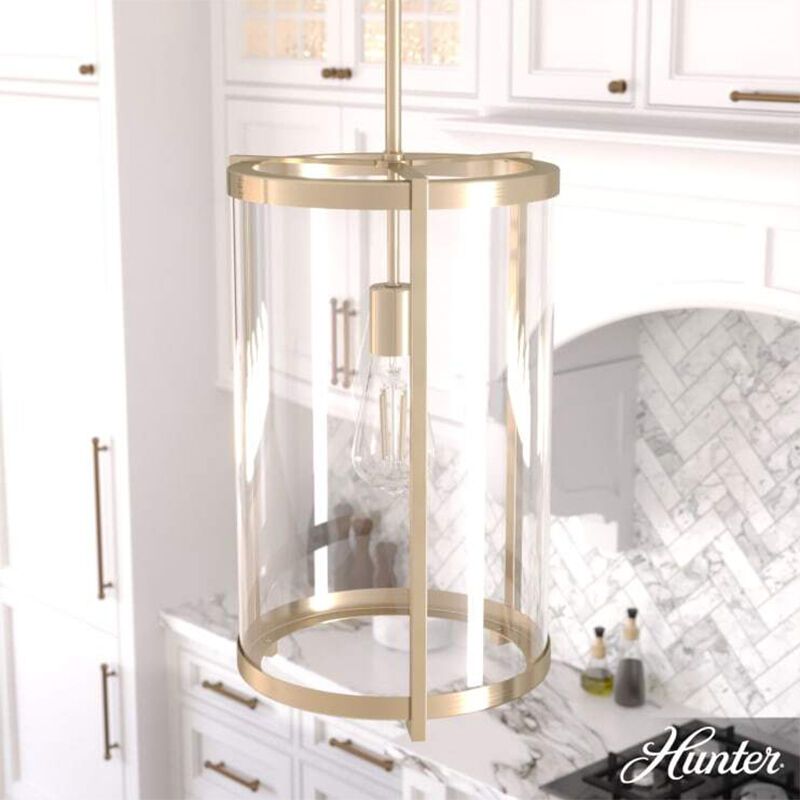 Hunter Astwood 1 Light Pendant Ceiling Light with Clear Glass - Alturas Gold, , hires
