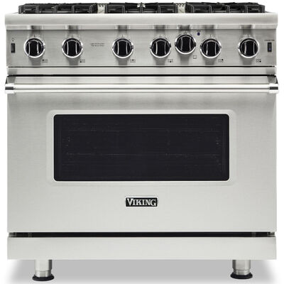 Viking 5 Series 36 in. 5.1 cu. ft. Standard Convection Gas Range with Open Burners - Stainless Steel | VGIC53626BSS