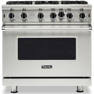 Viking 5 Series 36 in. 5.1 cu. ft. Convection Oven Freestanding Gas Range with 6 Open Burners - Stainless Steel, , hires