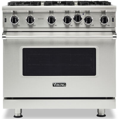Viking 5 Series 36 in. 5.1 cu. ft. Convection Oven Freestanding Gas Range with 6 Open Burners - Stainless Steel | VGIC53626BSS