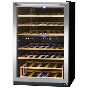 Frigidaire 22 in. Freestanding Wine Cooler with Wood Racks, Dual Temperature Zones & 45 Bottle Capacity - Stainless Steel, , hires