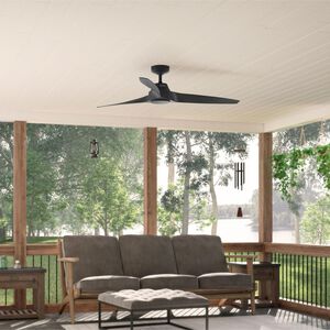 Hunter 60 in. Mosley Energy Star Damp Rated Ceiling Fan and Wall Control - Matte Black, , hires