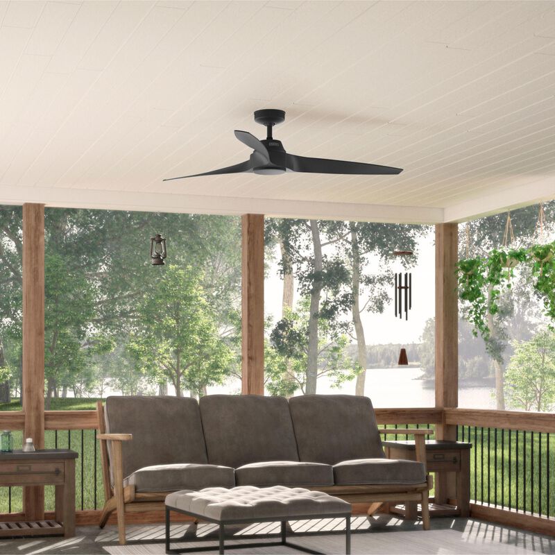 Hunter 60 in. Mosley Energy Star Damp Rated Ceiling Fan and Wall Control - Matte Black, , hires