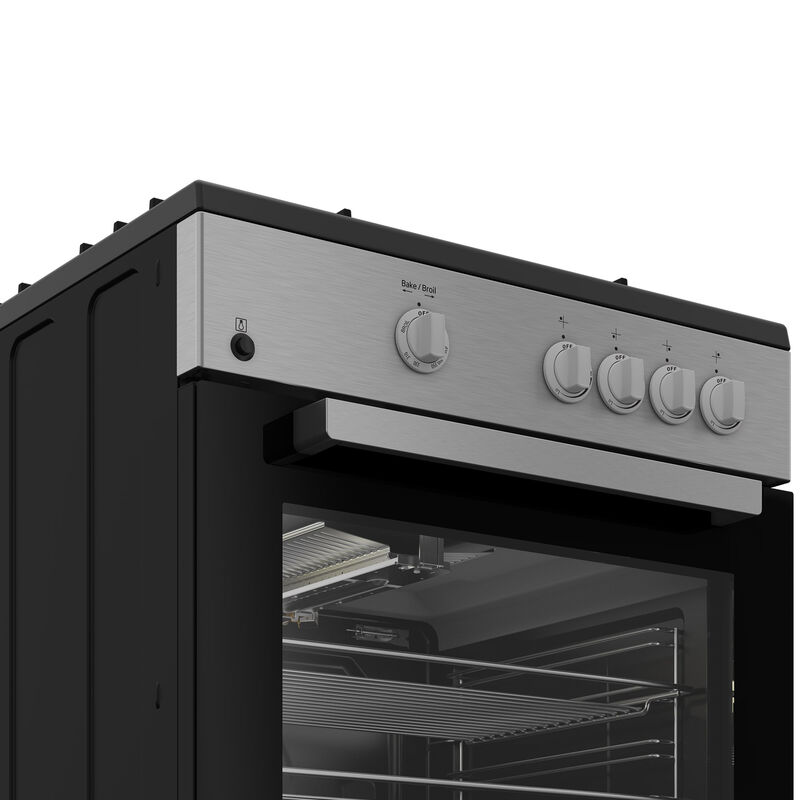 Beko 24 in. 2.5 cu. ft. Oven Freestanding Gas Range with 4 Sealed Burners -  Stainless Steel | P.C. Richard & Son