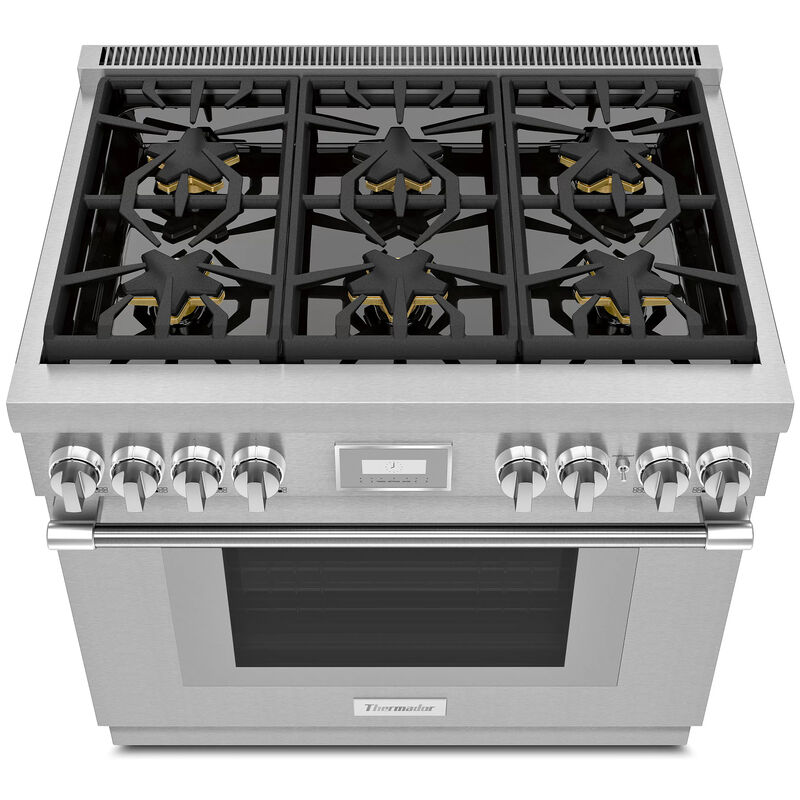 Thermador Pro Harmony Professional Series 36 in. 4.9 cu. ft. Smart Convection Oven Freestanding Dual Fuel Range with 6 Sealed Burners - Stainless Steel, , hires