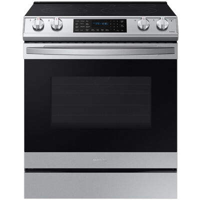 Samsung 30 in. 6.3 cu. ft. Smart Air Fry Convection Oven Slide-In Electric Range with 5 Smoothtop Burners - Stainless Steel | NE63T8511SS