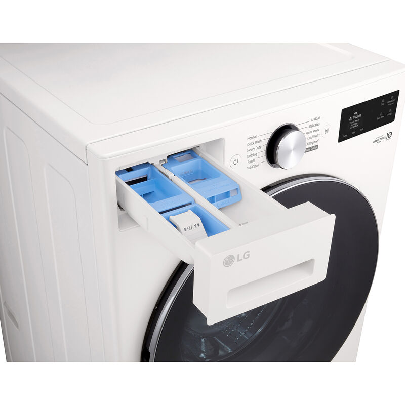 LG 27 in. 5.0 cu. ft. Smart Stackable Front Load Washer with TurboWash 360, AI DD Built-In Intelligence, Sanitize & Steam Cycle - Alpine White, , hires
