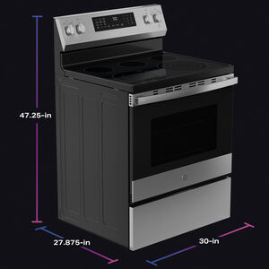 GE Profile 30 in. 5.3 cu. ft. Smart Air-Fry Standard Convection Electric Range with Radiant Burners - Fingerprint Resistant Stainless Steel, , hires