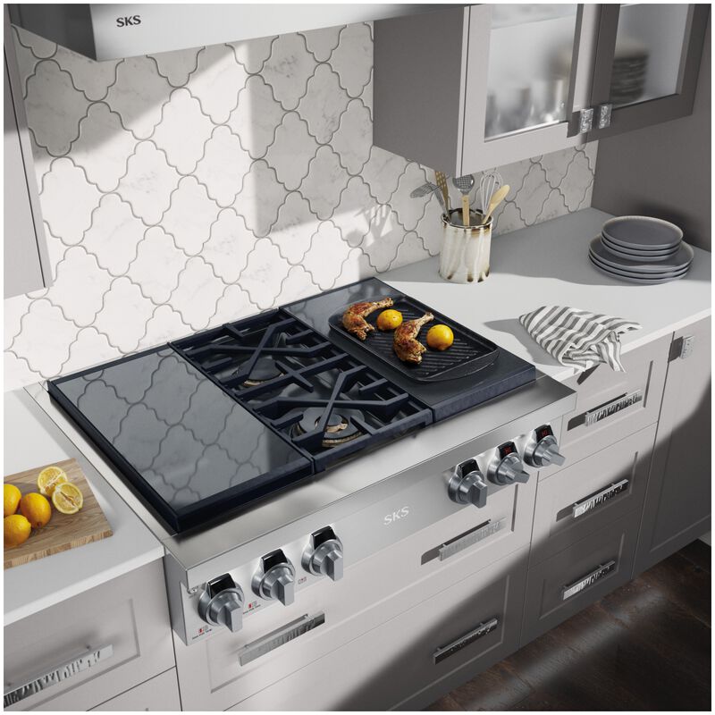 SKS 36 in. 4-Burner Smart Dual Fuel Natural Gas Rangetop with Simmer Burner & Power Burner - Stainless Steel, , hires