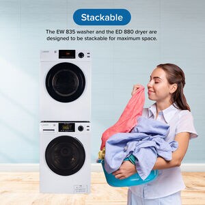Equator 24 in. 1.9 cu. ft. Electric Front Load Laundry Center with Sanitize Cycle & Sensor Dry - White, , hires