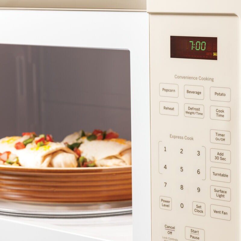 GE 30" 1.6 Cu. Ft. Over-the-Range Microwave with 10 Power Levels & 300 CFM - Bisque, Bisque, hires