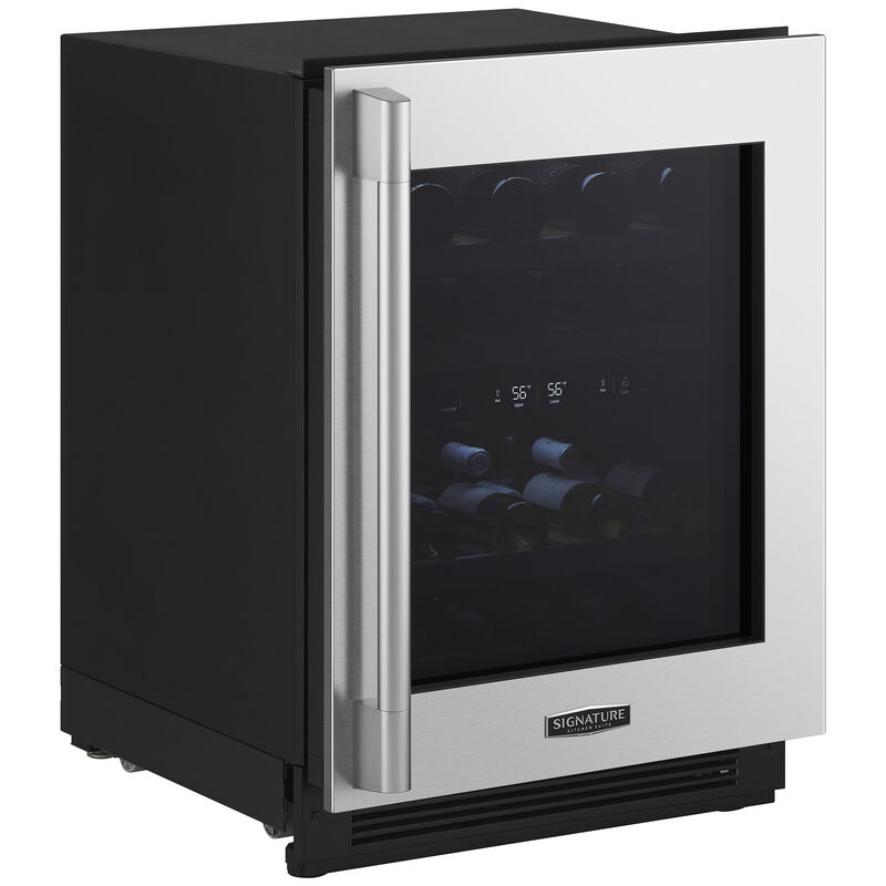 Signature Kitchen Suite 24 in. Undercounter Smart Wine Cooler with Metal & Wood Racks, Dual Temperature Zones & 41 Bottle Capacity - Custom Panel Ready, , hires