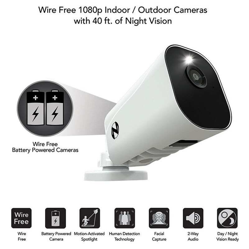 Night Owl - 10 Channel Wi-Fi NVR with (3) 1080p Wire Free Expandable Battery Powered Spotlight Cameras and 1TB Hard Drive - White, , hires
